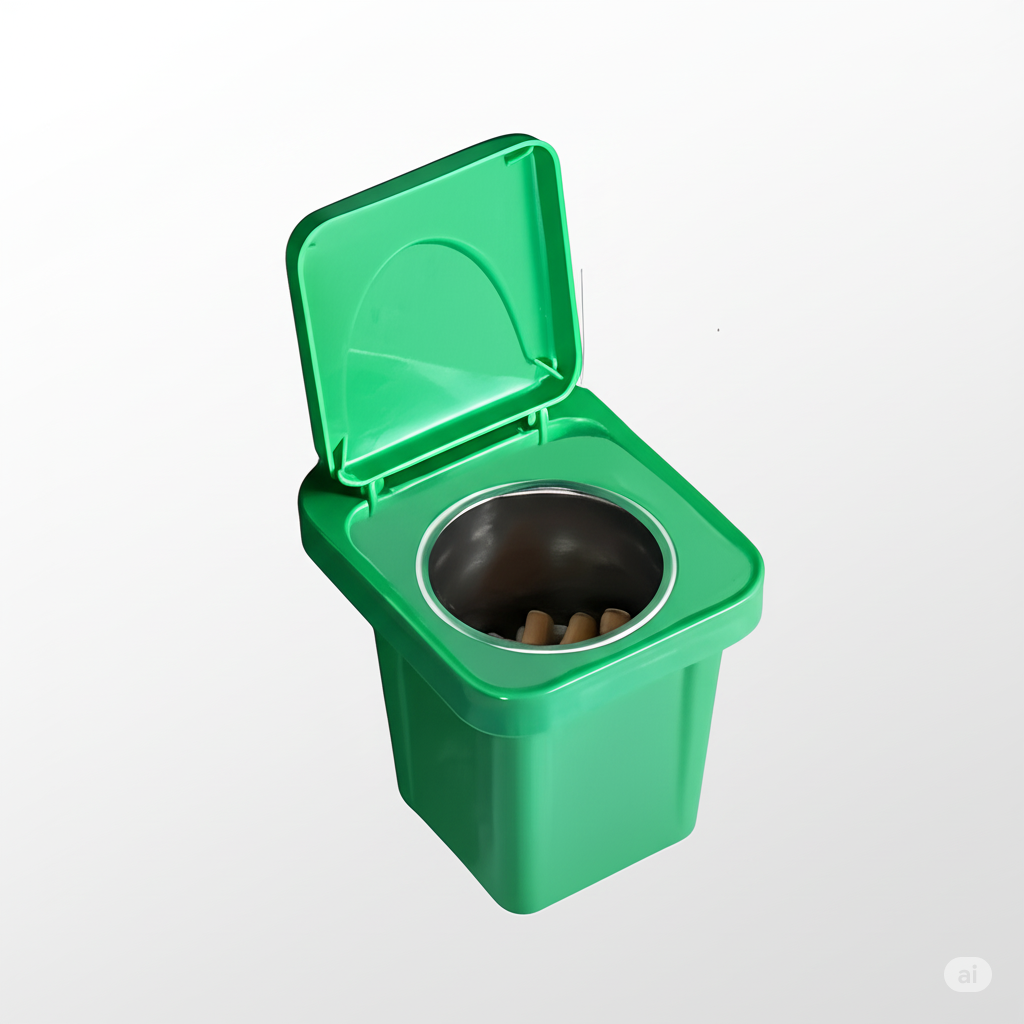 Wall-Mounted, No-Nail Dual-Use Trash Can And Ashtray with a Lid to Prevent Ash from Flying Suitable for Living Rooms, Bedrooms, Bathrooms, Public Restrooms & Offices