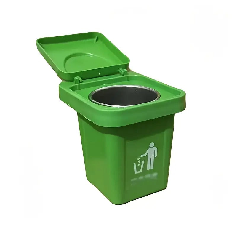 Wall-Mounted, No-Nail Dual-Use Trash Can And Ashtray with a Lid to Prevent Ash from Flying Suitable for Living Rooms, Bedrooms, Bathrooms, Public Restrooms & Offices