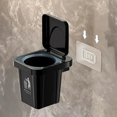 Wall-Mounted, No-Nail Dual-Use Trash Can And Ashtray with a Lid to Prevent Ash from Flying Suitable for Living Rooms, Bedrooms, Bathrooms, Public Restrooms & Offices