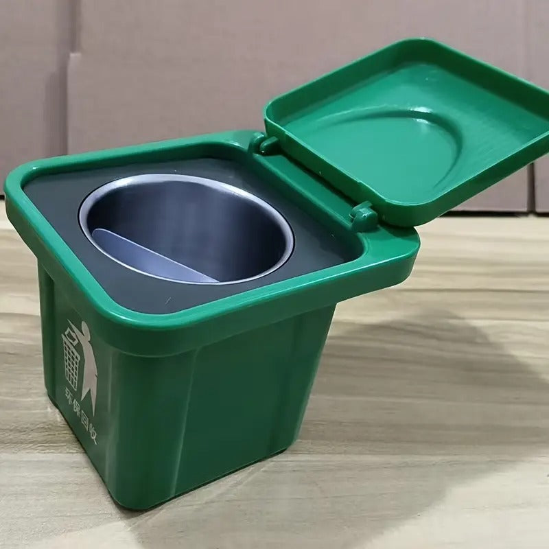 Wall-Mounted, No-Nail Dual-Use Trash Can And Ashtray with a Lid to Prevent Ash from Flying Suitable for Living Rooms, Bedrooms, Bathrooms, Public Restrooms & Offices
