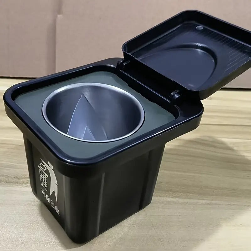 Wall-Mounted, No-Nail Dual-Use Trash Can And Ashtray with a Lid to Prevent Ash from Flying Suitable for Living Rooms, Bedrooms, Bathrooms, Public Restrooms & Offices