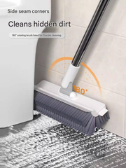 3 in 1 Multifunctional Floor Scrub Brush with Long Handle180°Rotating Stiff Bristle Scrape Brush for Cleaning Wall Corner Patio Bathroom Garage Kitchen Wall Deck Tub Tile (White)