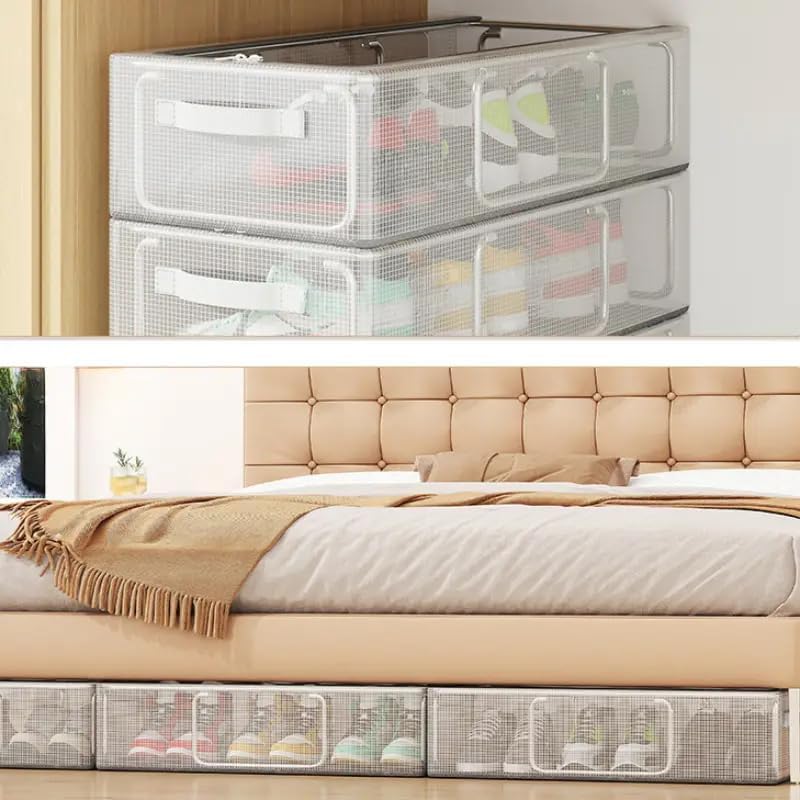Multifunctional Transparent Shoe box Large capacity Stackable under the bed Shoes Storage box Bedroom Living room Storage Foldable Space-saving