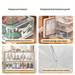Multifunctional Transparent Shoe box Large capacity Stackable under the bed Shoes Storage box Bedroom Living room Storage Foldable Space-saving