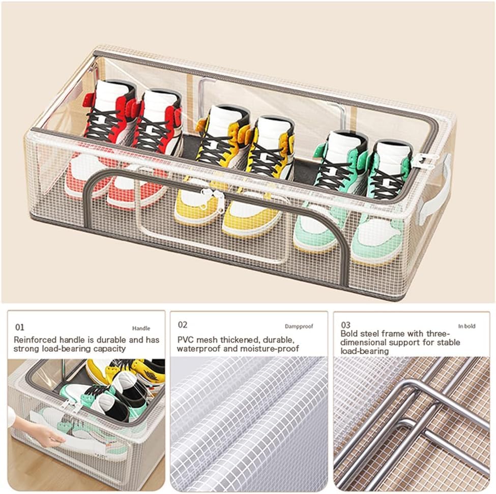 Multifunctional Transparent Shoe box Large capacity Stackable under the bed Shoes Storage box Bedroom Living room Storage Foldable Space-saving