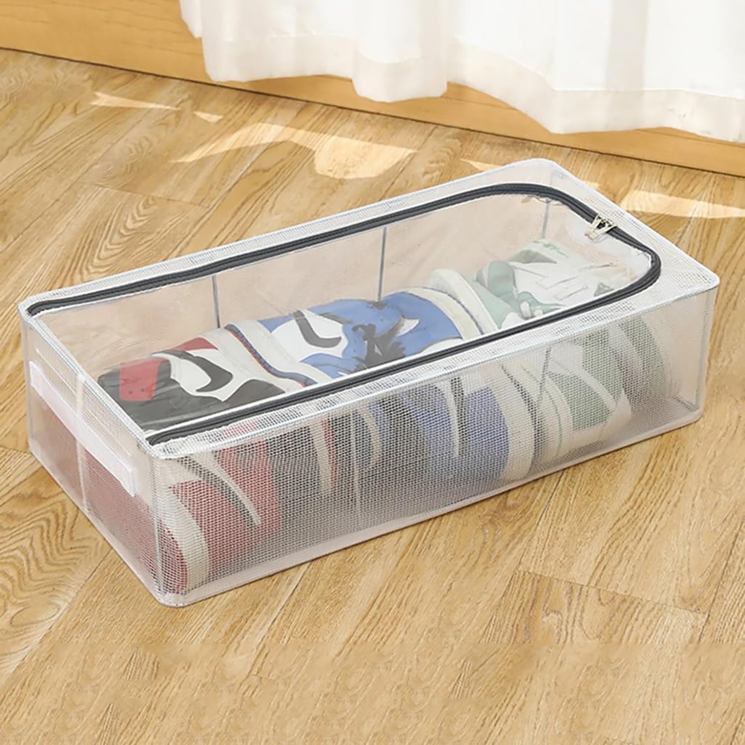 Multifunctional Transparent Shoe box Large capacity Stackable under the bed Shoes Storage box Bedroom Living room Storage Foldable Space-saving