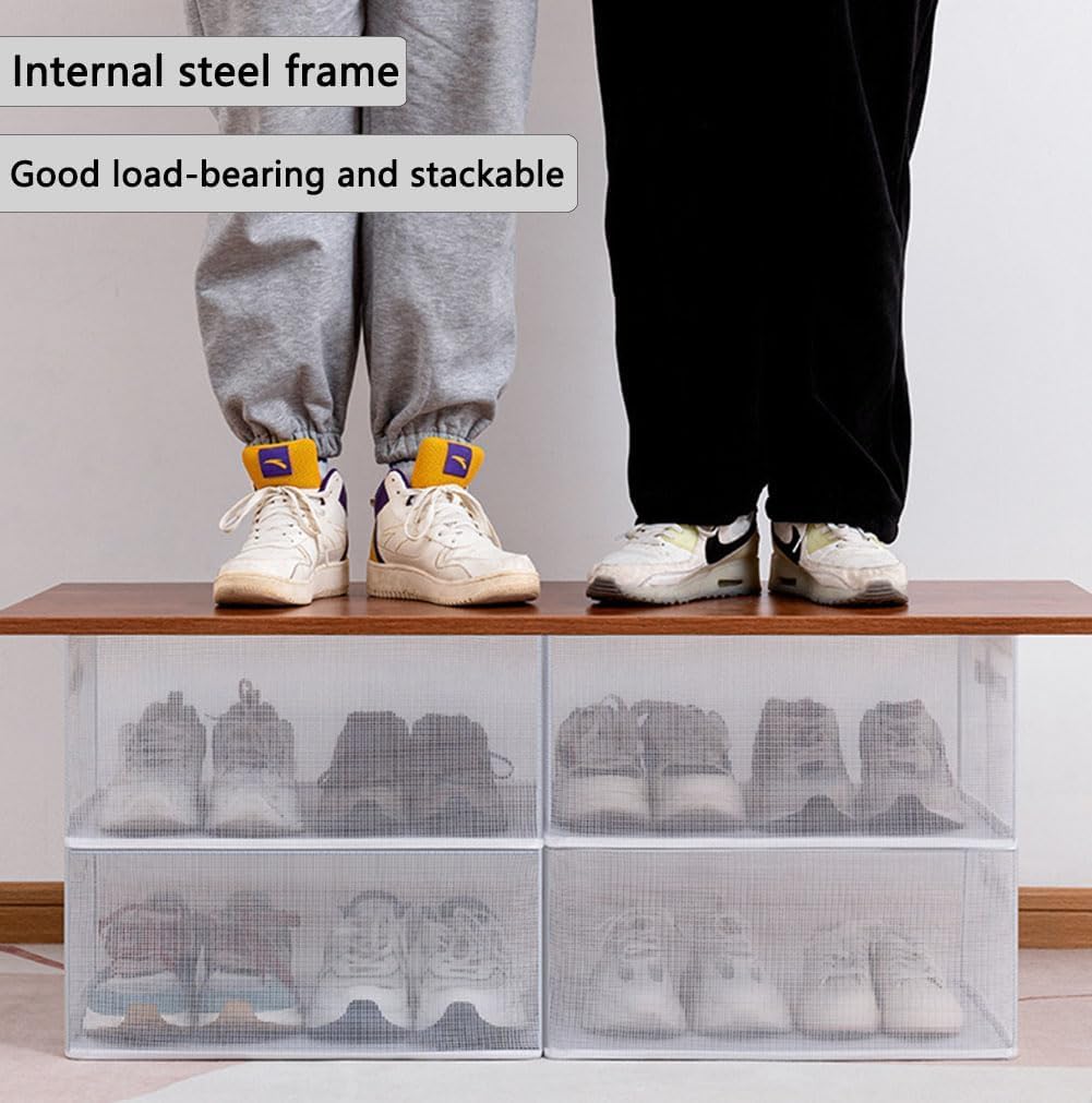 Multifunctional Transparent Shoe box Large capacity Stackable under the bed Shoes Storage box Bedroom Living room Storage Foldable Space-saving