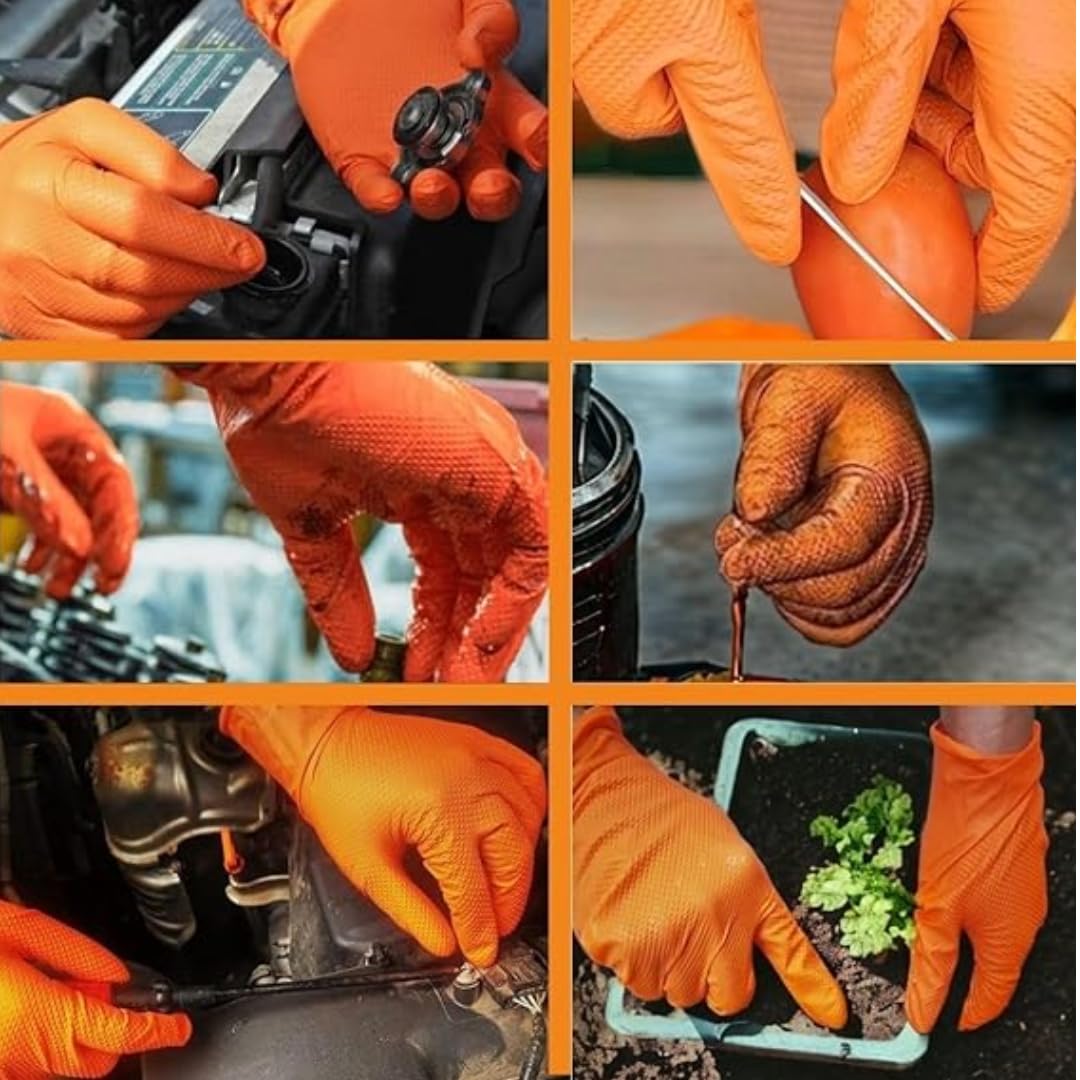 Reusable Rubber Latex PVC Flock lined Long Sleeves elbow length Hand Gloves for Kitchen Dish-Washing, Cleaning, Gardening, Laundry and Sanitation and Lab Work (orange)