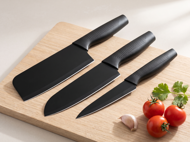 Premium Black Non-Stick Knife Set – 3 Pcs