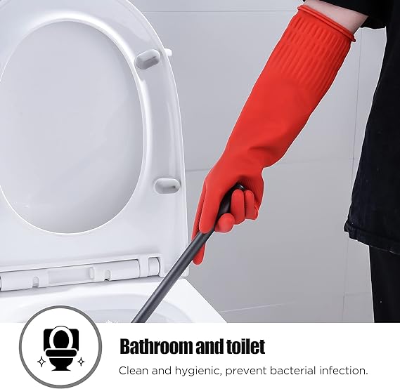 Dishwashing Gloves, Reusable Kitchen,Household and Industrial Cleaning Gloves, Long Sleeve, Thick Latex, Cleaning, Washing, Working, Painting, Gardening Gloves (Red)