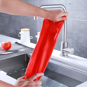 Dishwashing Gloves, Reusable Kitchen,Household and Industrial Cleaning Gloves, Long Sleeve, Thick Latex, Cleaning, Washing, Working, Painting, Gardening Gloves (Red)