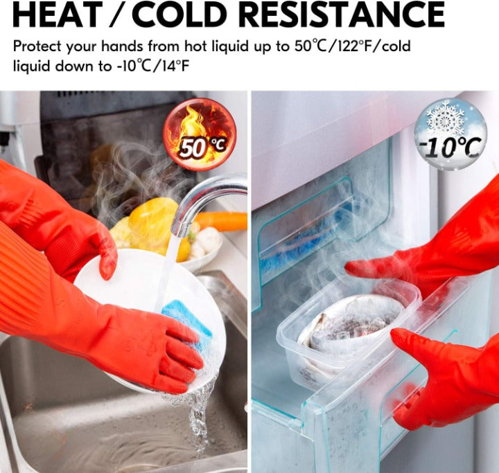 Dishwashing Gloves, Reusable Kitchen,Household and Industrial Cleaning Gloves, Long Sleeve, Thick Latex, Cleaning, Washing, Working, Painting, Gardening Gloves (Red)