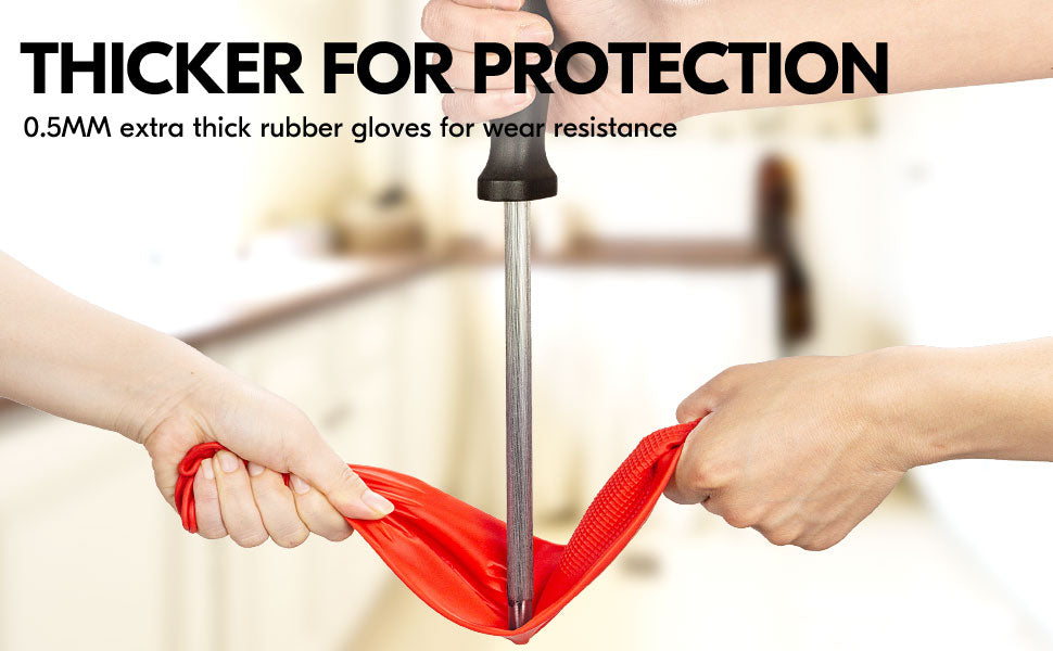 Dishwashing Gloves, Reusable Kitchen,Household and Industrial Cleaning Gloves, Long Sleeve, Thick Latex, Cleaning, Washing, Working, Painting, Gardening Gloves (Red)