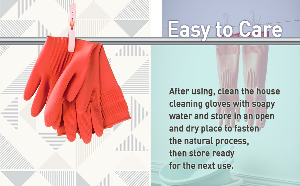 Dishwashing Gloves, Reusable Kitchen,Household and Industrial Cleaning Gloves, Long Sleeve, Thick Latex, Cleaning, Washing, Working, Painting, Gardening Gloves (Red)