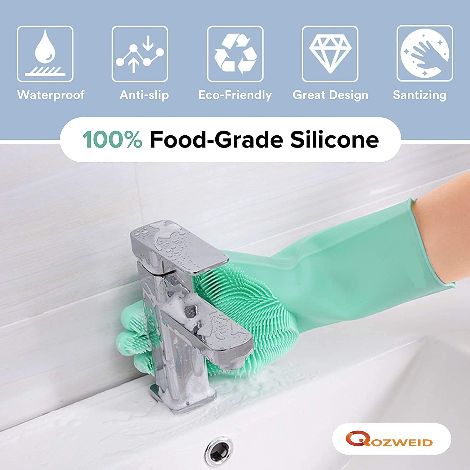 Gloves Magic Silicone Dish Washing Gloves, Silicon Cleaning Gloves, Silicon Hand Gloves for Kitchen Dishwashing and Pet Grooming, Great for Washing Dish, Car, Bathroom (Multicolour, 1 Pair)