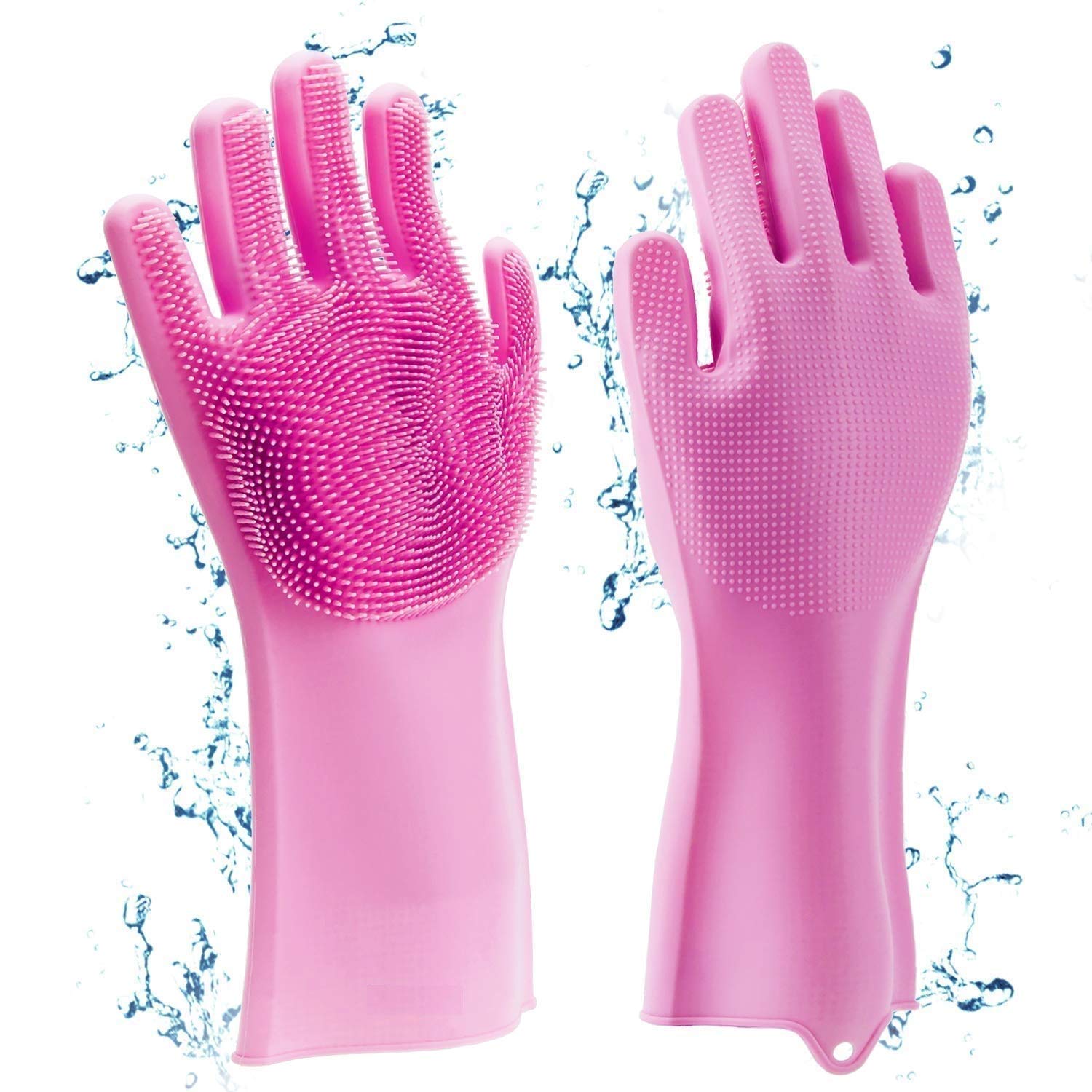 Gloves Magic Silicone Dish Washing Gloves, Silicon Cleaning Gloves, Silicon Hand Gloves for Kitchen Dishwashing and Pet Grooming, Great for Washing Dish, Car, Bathroom (Multicolour, 1 Pair)