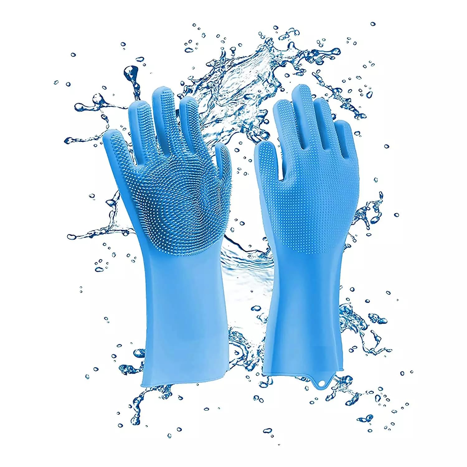 Gloves Magic Silicone Dish Washing Gloves, Silicon Cleaning Gloves, Silicon Hand Gloves for Kitchen Dishwashing and Pet Grooming, Great for Washing Dish, Car, Bathroom (Multicolour, 1 Pair)