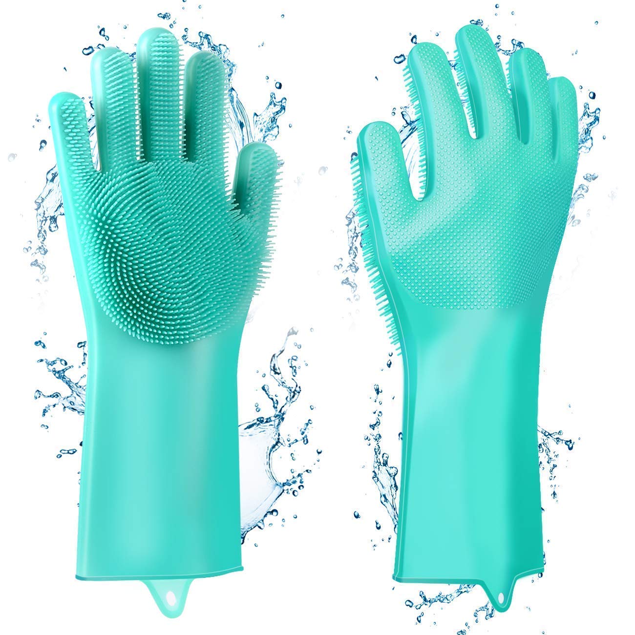 Gloves Magic Silicone Dish Washing Gloves, Silicon Cleaning Gloves, Silicon Hand Gloves for Kitchen Dishwashing and Pet Grooming, Great for Washing Dish, Car, Bathroom (Multicolour, 1 Pair)