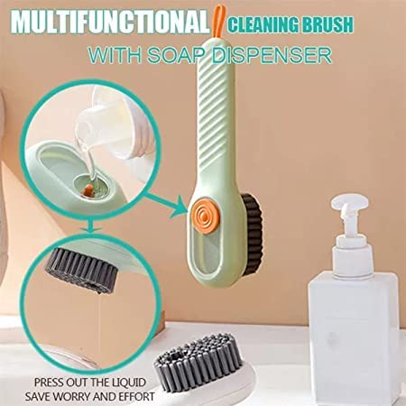Multifunctional Shoe Brush with Liquid Box, Household Soft Fur Liquid Cleaning Shoe Brush, Long Handle Shoe Brush Press Type Automatic Liquid Shoe Brush