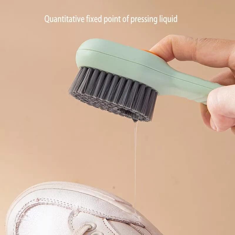 Multifunctional Shoe Brush with Liquid Box, Household Soft Fur Liquid Cleaning Shoe Brush, Long Handle Shoe Brush Press Type Automatic Liquid Shoe Brush