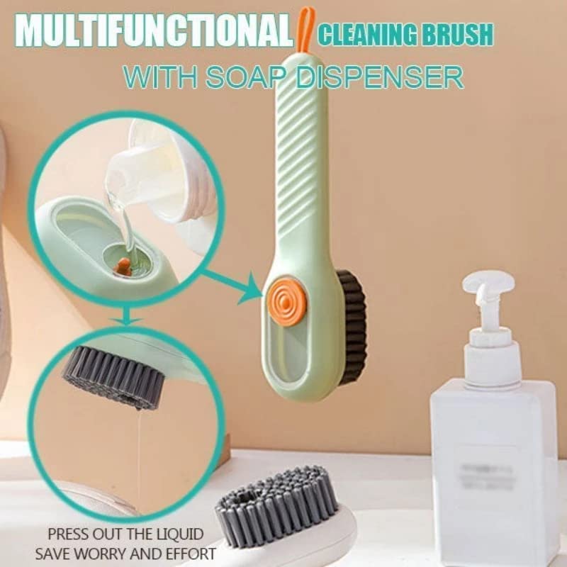 Multifunctional Shoe Brush with Liquid Box, Household Soft Fur Liquid Cleaning Shoe Brush, Long Handle Shoe Brush Press Type Automatic Liquid Shoe Brush