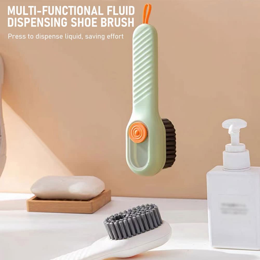 Multifunctional Shoe Brush with Liquid Box, Household Soft Fur Liquid Cleaning Shoe Brush, Long Handle Shoe Brush Press Type Automatic Liquid Shoe Brush