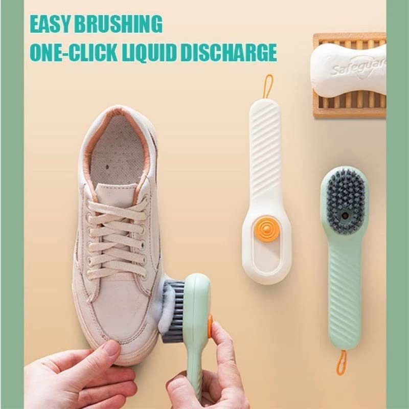 Multifunctional Shoe Brush with Liquid Box, Household Soft Fur Liquid Cleaning Shoe Brush, Long Handle Shoe Brush Press Type Automatic Liquid Shoe Brush