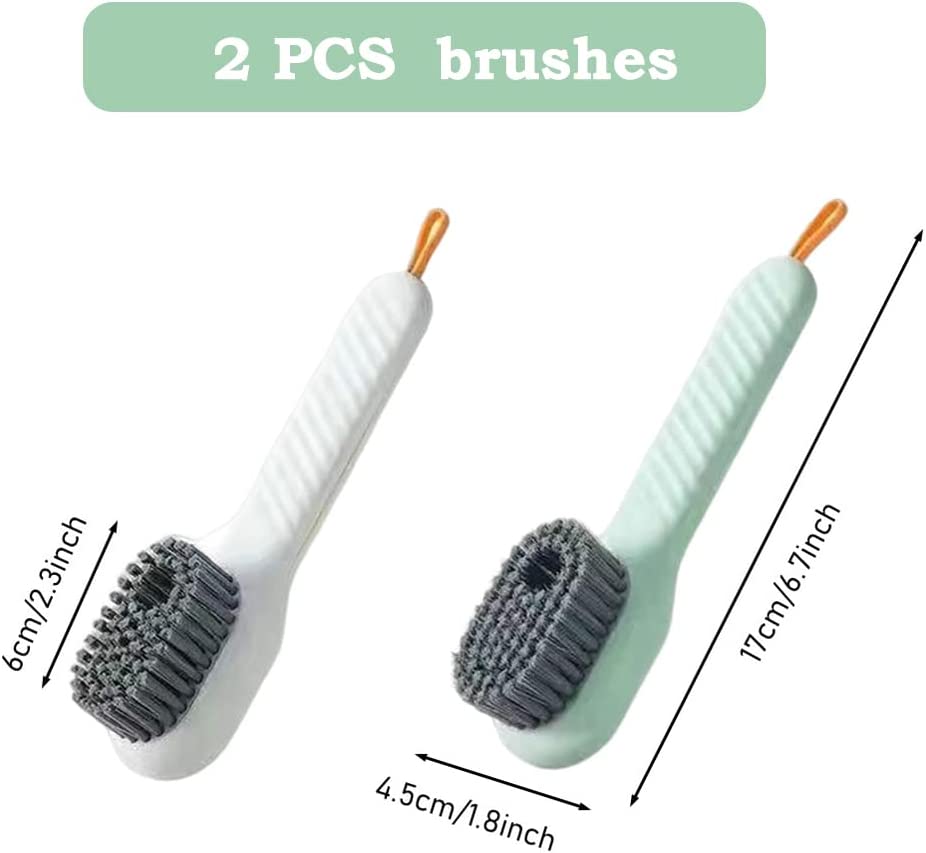 Multifunctional Shoe Brush with Liquid Box, Household Soft Fur Liquid Cleaning Shoe Brush, Long Handle Shoe Brush Press Type Automatic Liquid Shoe Brush