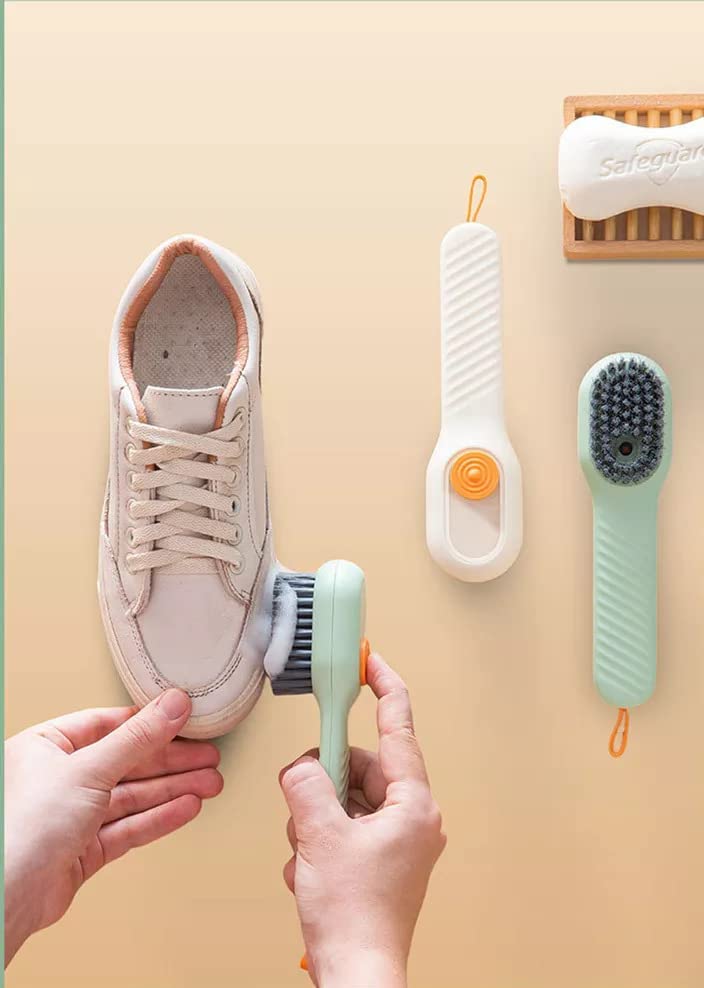 Multifunctional Shoe Brush with Liquid Box, Household Soft Fur Liquid Cleaning Shoe Brush, Long Handle Shoe Brush Press Type Automatic Liquid Shoe Brush