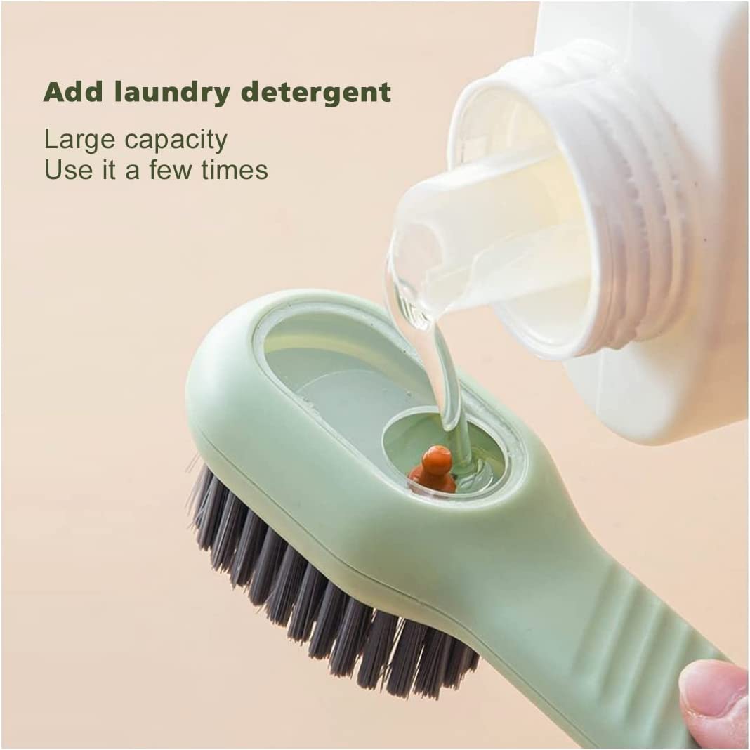 Multifunctional Shoe Brush with Liquid Box, Household Soft Fur Liquid Cleaning Shoe Brush, Long Handle Shoe Brush Press Type Automatic Liquid Shoe Brush