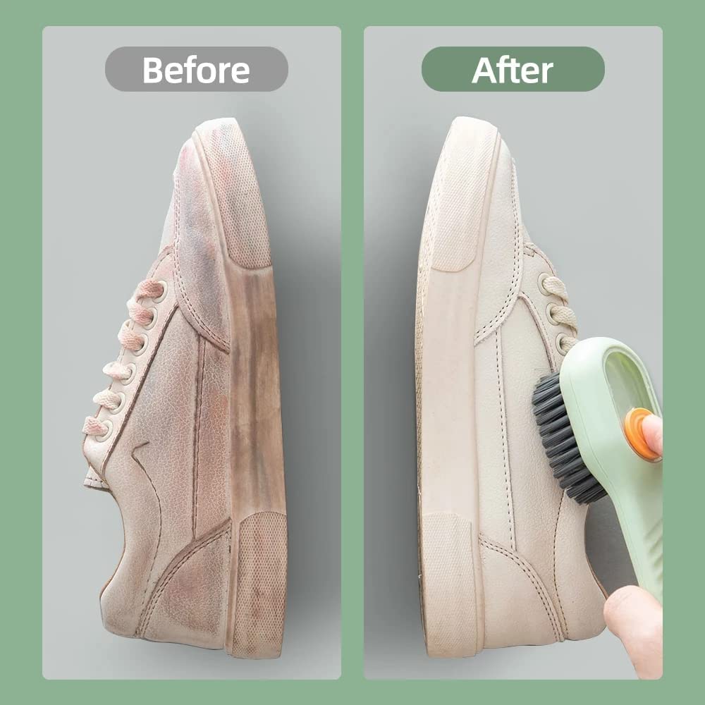 Multifunctional Shoe Brush with Liquid Box, Household Soft Fur Liquid Cleaning Shoe Brush, Long Handle Shoe Brush Press Type Automatic Liquid Shoe Brush