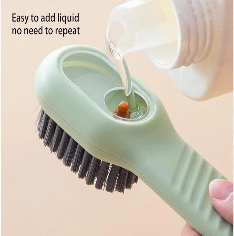 Multifunctional Shoe Brush with Liquid Box, Household Soft Fur Liquid Cleaning Shoe Brush, Long Handle Shoe Brush Press Type Automatic Liquid Shoe Brush