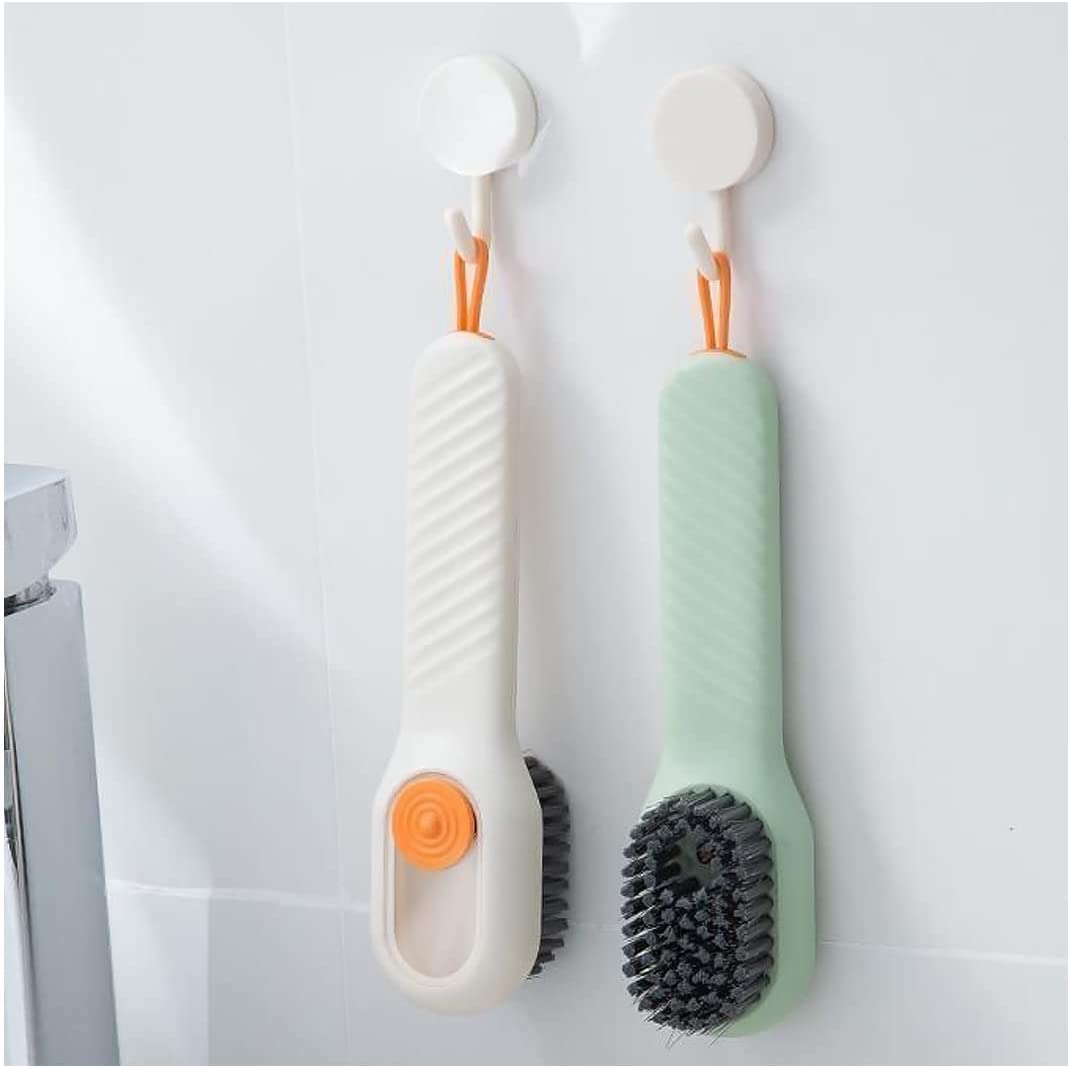 Multifunctional Shoe Brush with Liquid Box, Household Soft Fur Liquid Cleaning Shoe Brush, Long Handle Shoe Brush Press Type Automatic Liquid Shoe Brush