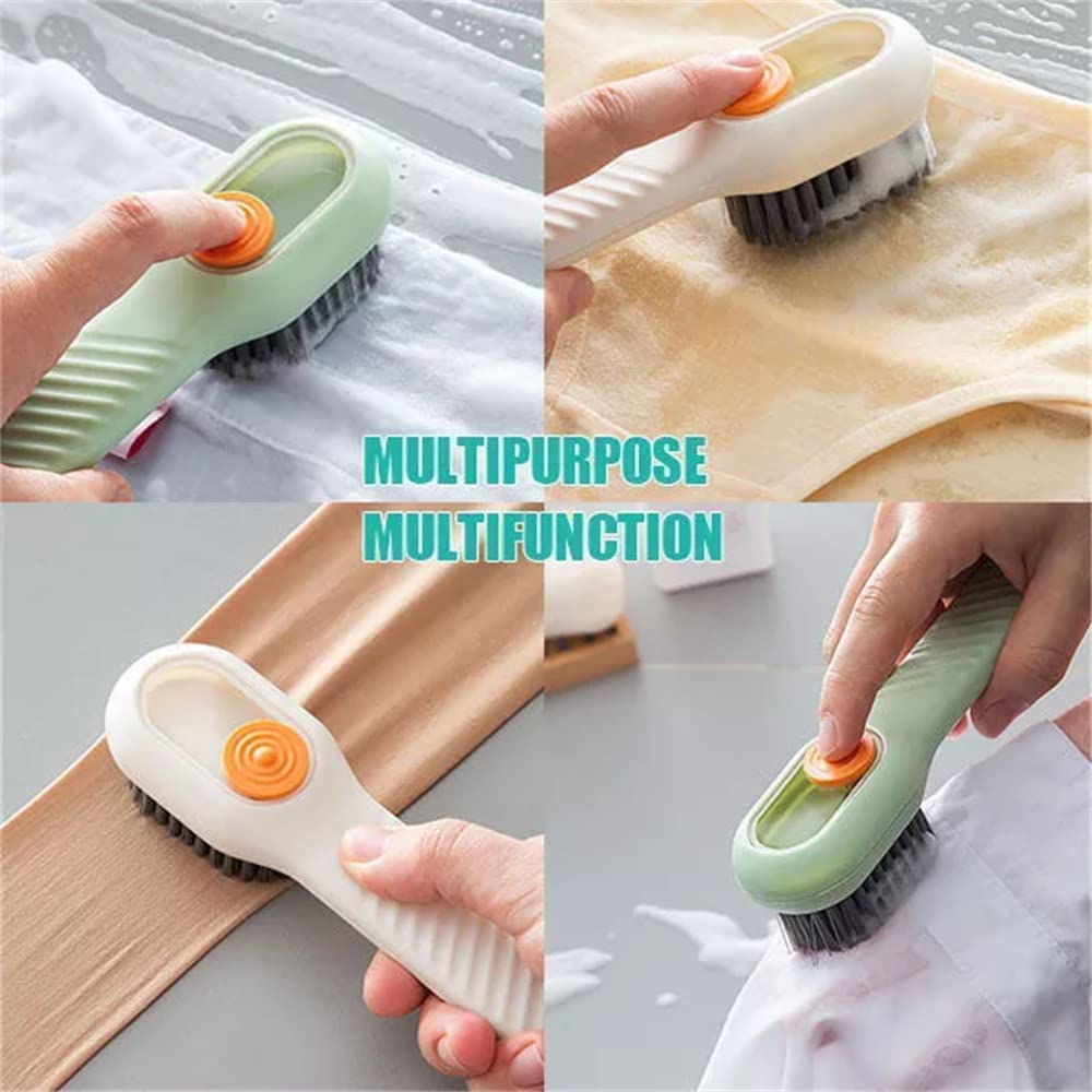 Multifunctional Shoe Brush with Liquid Box, Household Soft Fur Liquid Cleaning Shoe Brush, Long Handle Shoe Brush Press Type Automatic Liquid Shoe Brush
