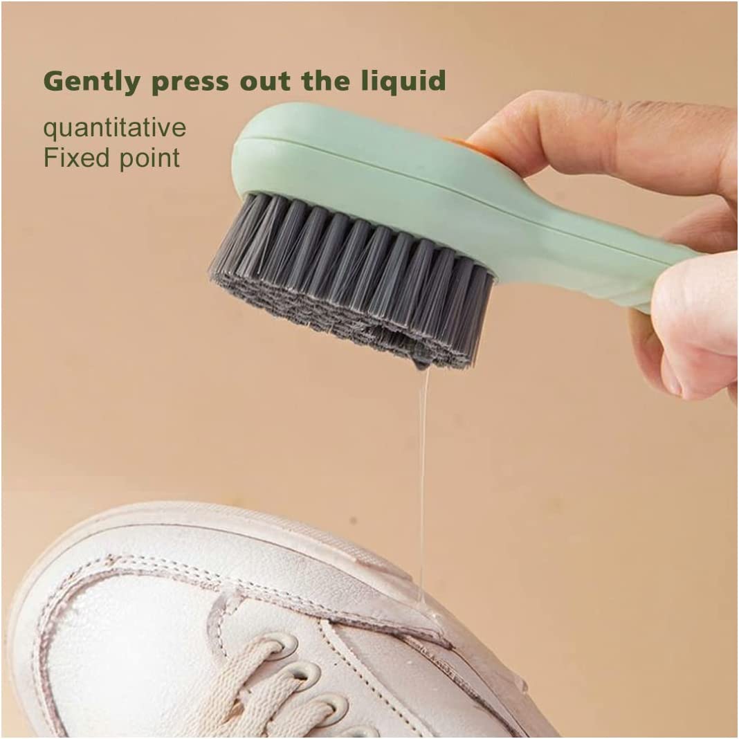 Multifunctional Shoe Brush with Liquid Box, Household Soft Fur Liquid Cleaning Shoe Brush, Long Handle Shoe Brush Press Type Automatic Liquid Shoe Brush
