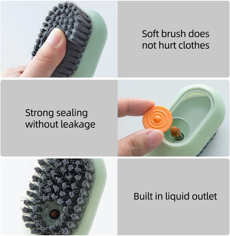 Multifunctional Shoe Brush with Liquid Box, Household Soft Fur Liquid Cleaning Shoe Brush, Long Handle Shoe Brush Press Type Automatic Liquid Shoe Brush