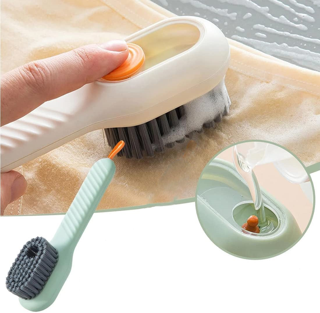 Multifunctional Shoe Brush with Liquid Box, Household Soft Fur Liquid Cleaning Shoe Brush, Long Handle Shoe Brush Press Type Automatic Liquid Shoe Brush