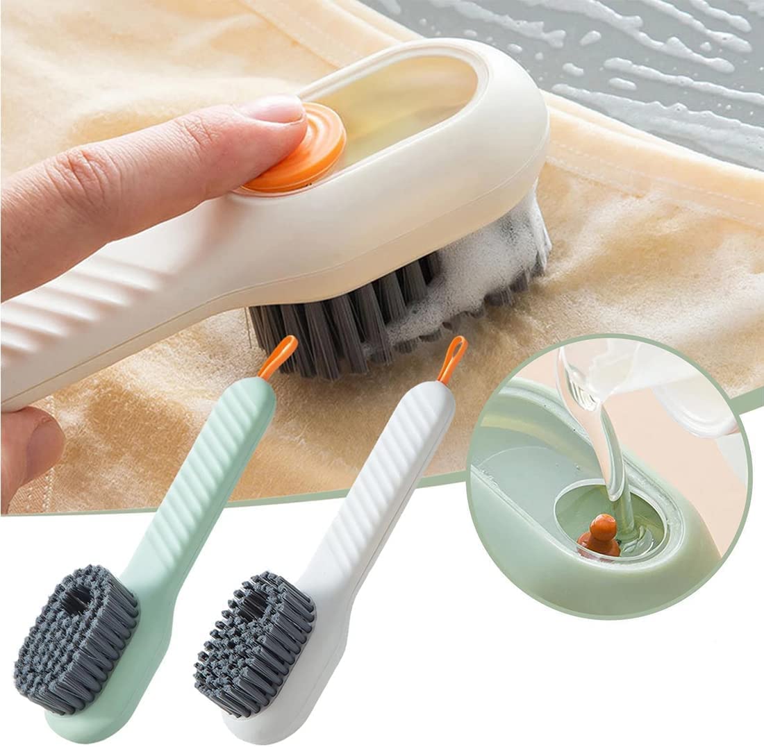 Multifunctional Shoe Brush with Liquid Box, Household Soft Fur Liquid Cleaning Shoe Brush, Long Handle Shoe Brush Press Type Automatic Liquid Shoe Brush