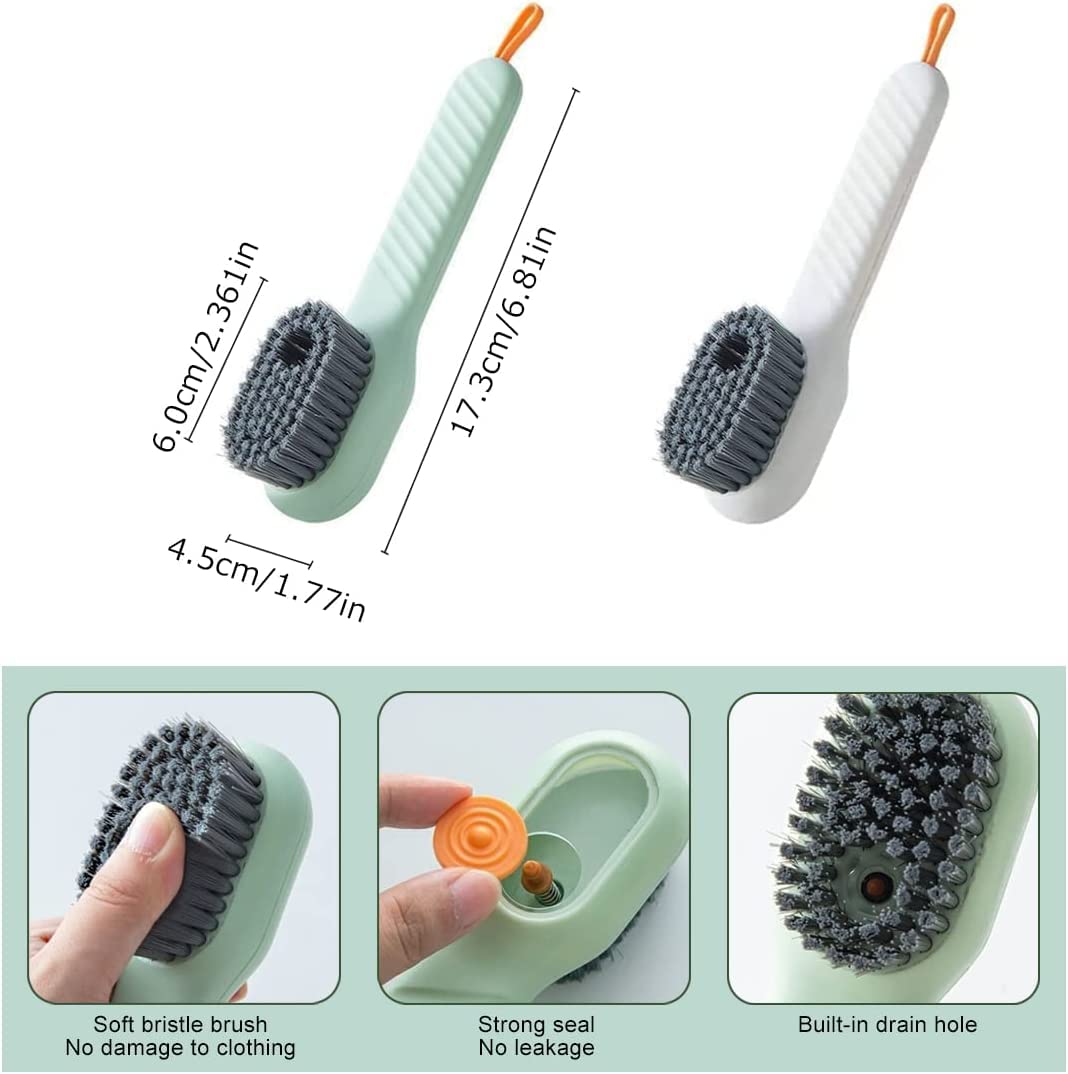 Multifunctional Shoe Brush with Liquid Box, Household Soft Fur Liquid Cleaning Shoe Brush, Long Handle Shoe Brush Press Type Automatic Liquid Shoe Brush