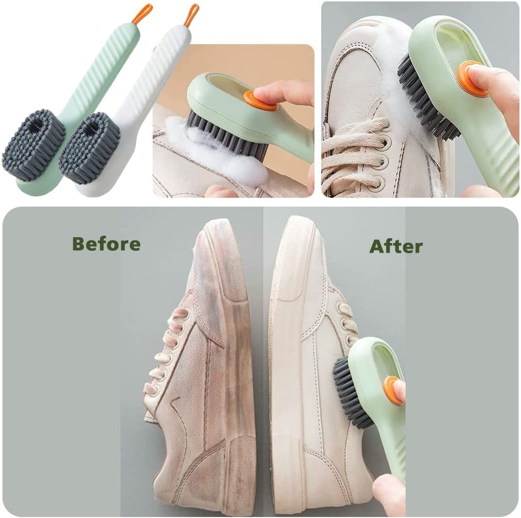 Multifunctional Shoe Brush with Liquid Box, Household Soft Fur Liquid Cleaning Shoe Brush, Long Handle Shoe Brush Press Type Automatic Liquid Shoe Brush
