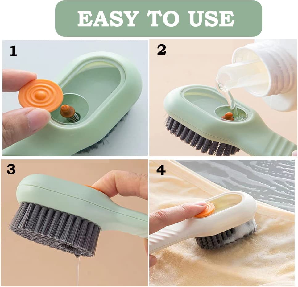 Multifunctional Shoe Brush with Liquid Box, Household Soft Fur Liquid Cleaning Shoe Brush, Long Handle Shoe Brush Press Type Automatic Liquid Shoe Brush