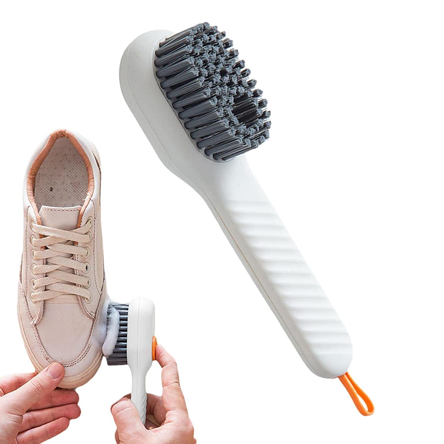 Multifunctional Shoe Brush with Liquid Box, Household Soft Fur Liquid Cleaning Shoe Brush, Long Handle Shoe Brush Press Type Automatic Liquid Shoe Brush