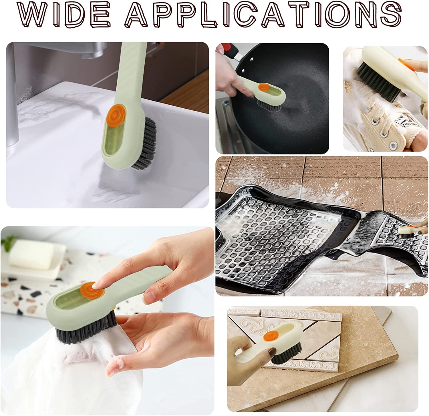 Multifunctional Shoe Brush with Liquid Box, Household Soft Fur Liquid Cleaning Shoe Brush, Long Handle Shoe Brush Press Type Automatic Liquid Shoe Brush