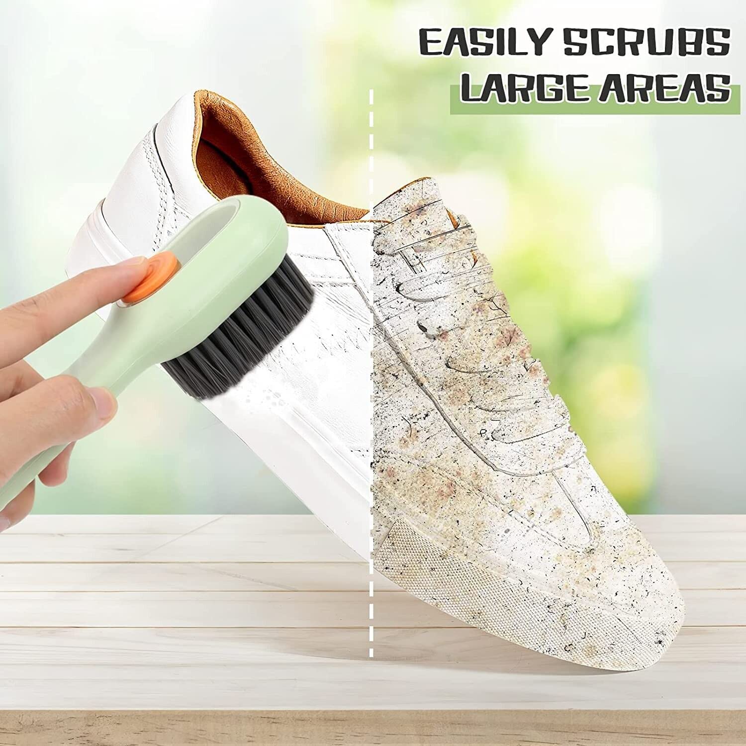 Multifunctional Shoe Brush with Liquid Box, Household Soft Fur Liquid Cleaning Shoe Brush, Long Handle Shoe Brush Press Type Automatic Liquid Shoe Brush