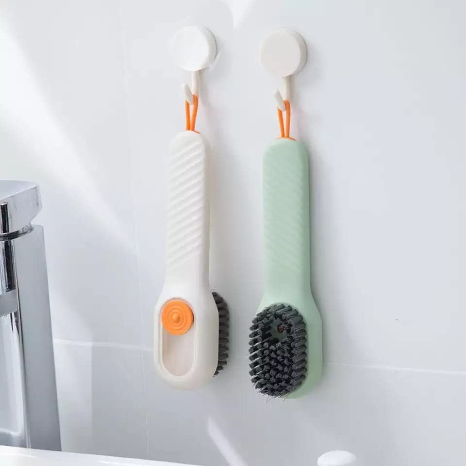 Multifunctional Shoe Brush with Liquid Box, Household Soft Fur Liquid Cleaning Shoe Brush, Long Handle Shoe Brush Press Type Automatic Liquid Shoe Brush