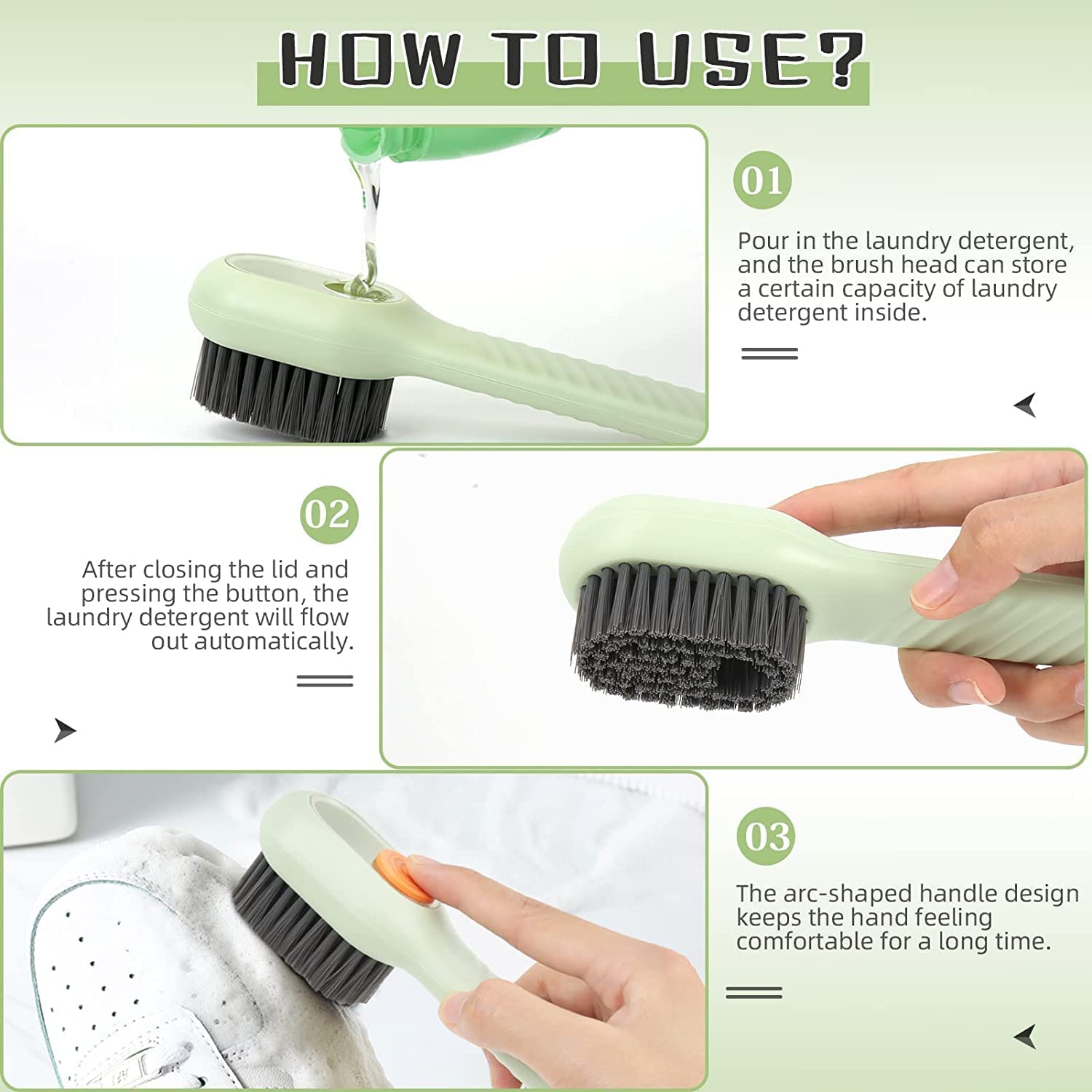 Multifunctional Shoe Brush with Liquid Box, Household Soft Fur Liquid Cleaning Shoe Brush, Long Handle Shoe Brush Press Type Automatic Liquid Shoe Brush