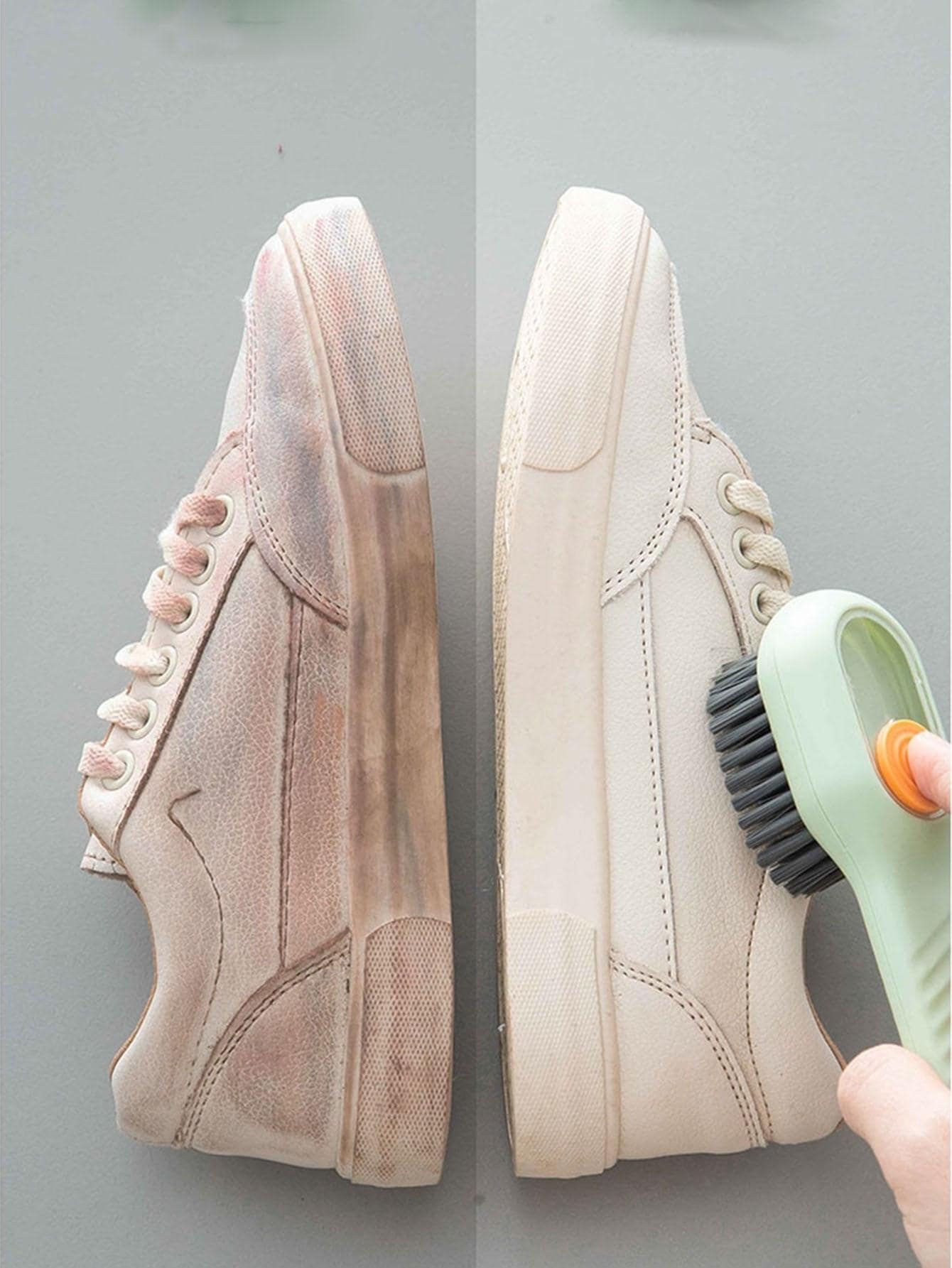 Multifunctional Shoe Brush with Liquid Box, Household Soft Fur Liquid Cleaning Shoe Brush, Long Handle Shoe Brush Press Type Automatic Liquid Shoe Brush