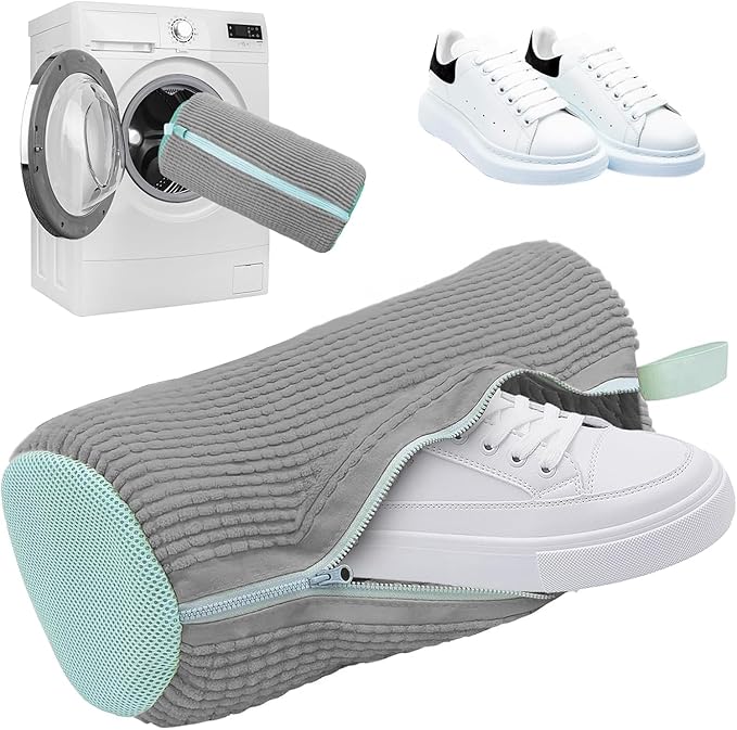 Shoe washing machine bag, Laundry shoe pouch for washer and dryer, Reusable and Durable Zipper Plush Washing Machine Bag for Sneakers, Delicates and Toys