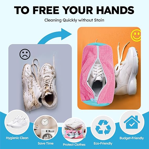 Shoe washing machine bag, Laundry shoe pouch for washer and dryer, Reusable and Durable Zipper Plush Washing Machine Bag for Sneakers, Delicates and Toys