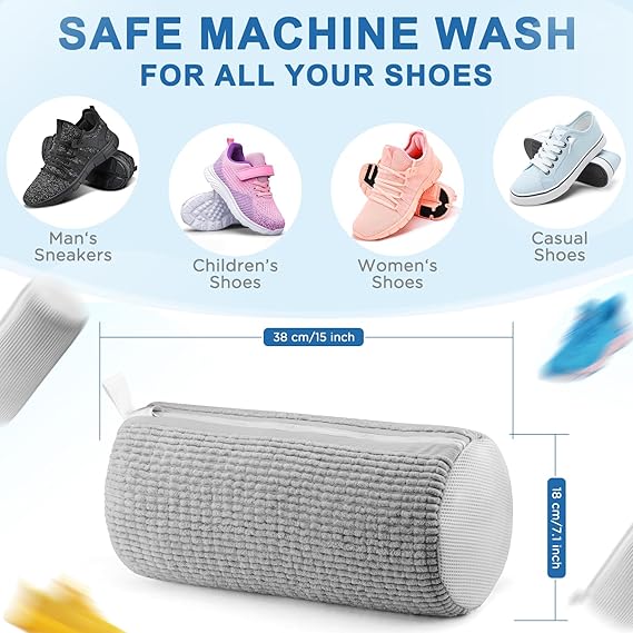 Shoe washing machine bag, Laundry shoe pouch for washer and dryer, Reusable and Durable Zipper Plush Washing Machine Bag for Sneakers, Delicates and Toys